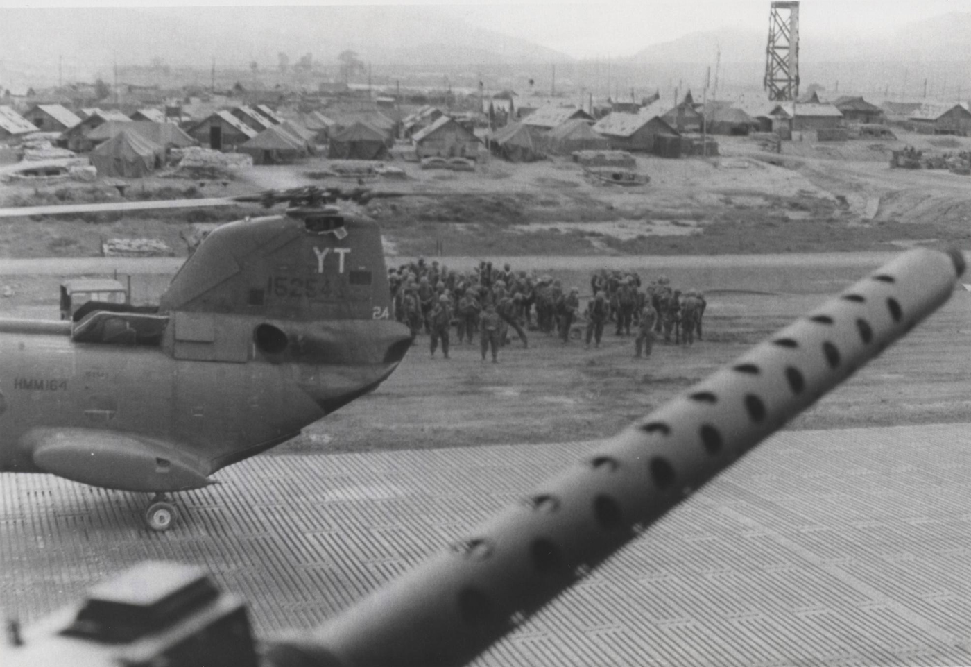 Fifth Marines staging to board CH46 choppers to begin Operation Meade River – photo taken in November 1968